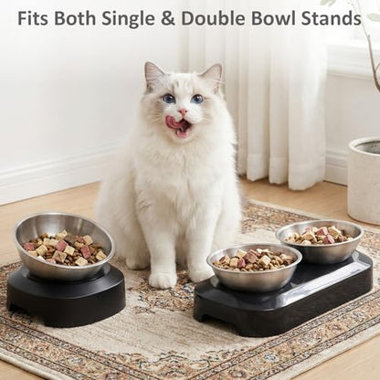 AYADA Dedicated Replacement Cat Bowl for Raised Cat Food Bowl, Base Not Included Elevated Stainless Steel 0-15° Slanted Kitty Kitten Pet Dish for Wet Food Water Anti Vomiting - color: Replacement