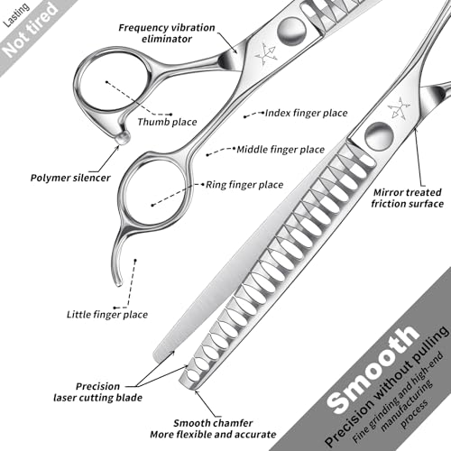 High-end Professional Dog Grooming Thinning Scissors Teeth Cutting Blending Shears Pet Texturizing Shears 7.5 Inch Extremely Very Sharp Stainless Steel Alloy For Cat Other Animals Groomer - size: 7.5inch, style: Thinning Shears