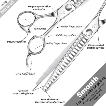 High-end Professional Dog Grooming Thinning Scissors Teeth Cutting Blending Shears Pet Texturizing Shears 7.5 Inch Extremely Very Sharp Stainless Steel Alloy For Cat Other Animals Groomer - size: 7.5inch, style: Thinning Shears