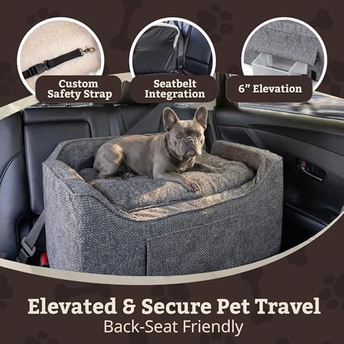 Snoozer Luxury Lookout Pet Car Seat, Large Luxury II, Navy Mutt - color: Merlin Pewter, size: Large