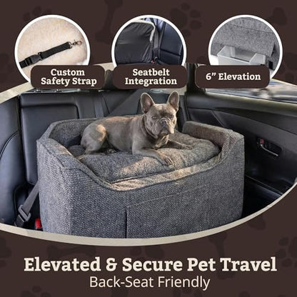 Snoozer Luxury Lookout Pet Car Seat, Large Luxury II, Navy Mutt - color: Merlin Pewter, size: Large