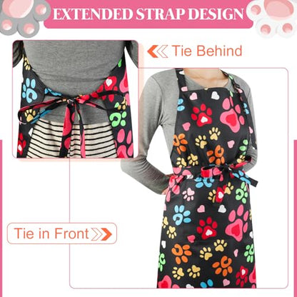 Dog Grooming Waterproof Apron with 2 Pockets, Cute Animals Puppy Dog Pets Apron - style: Heart Dog Paw