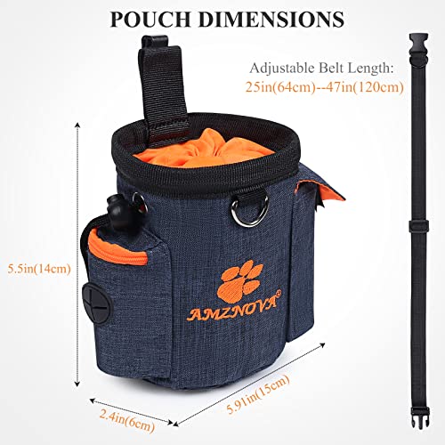 AMZNOVA Dog Treat Bag Treatnow Dog Treat Pouch, Training Pouch with Waist Belt & Clicker for Training & Walking, Waist Clip On Snack Fanny Pack for Pet, 3Cups, Heather Blue - color: Heather Blue