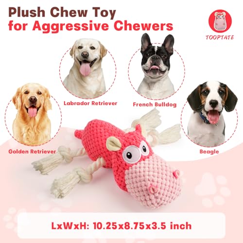 TOOPTATE Squeaky Dog Toy - Plush Interactive Chew Toy for Large, Medium and Small Dogs, Keeps Them Busy (Pink, Medium) - color: Pink, size: Medium