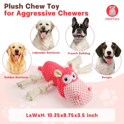 TOOPTATE Squeaky Dog Toy - Plush Interactive Chew Toy for Large, Medium and Small Dogs, Keeps Them Busy (Pink, Medium) - color: Pink, size: Medium
