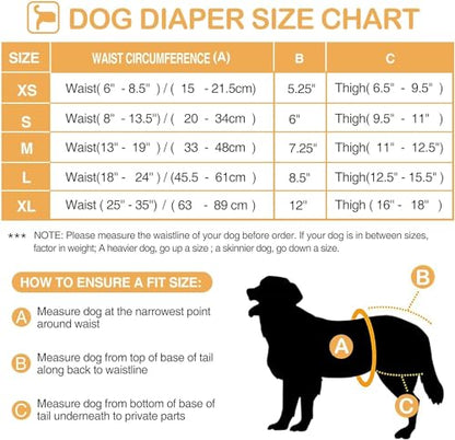 3 Pack Avont Washable Female Dog Diaper with Suspender, Reusable Girl Doggie Diapers for Small Medium Large Doggy in Heat Cycle Period Incontinence -L - color: Black, size: L