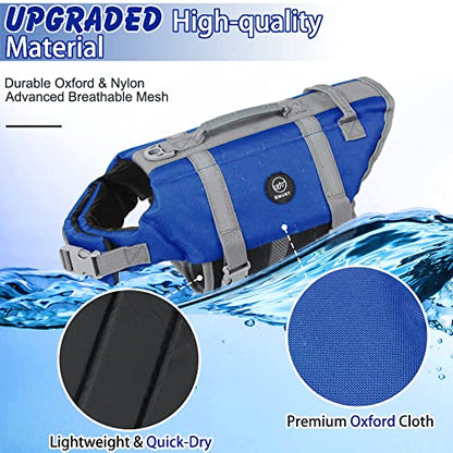 EMUST Dog Life Vests, Adjustable Pet Life Jacket with Rescue Handle, Dog Flotation Vest for Small/Medium/Large Dogs, XS, Royal Blue - color: Royal Blue, size: XS