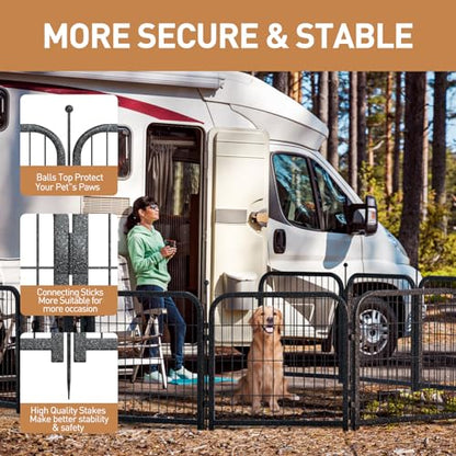 Metal Dog Playpen, 45" Inch Height 16 Panels, Large Dog Fence for Large/Medium/Small Dogs Indoor & Outdoor Bliss, Perfect Dog Pen for Camping, Yard and RV | Black-Silver - size: 45"High, style: 16 Panels