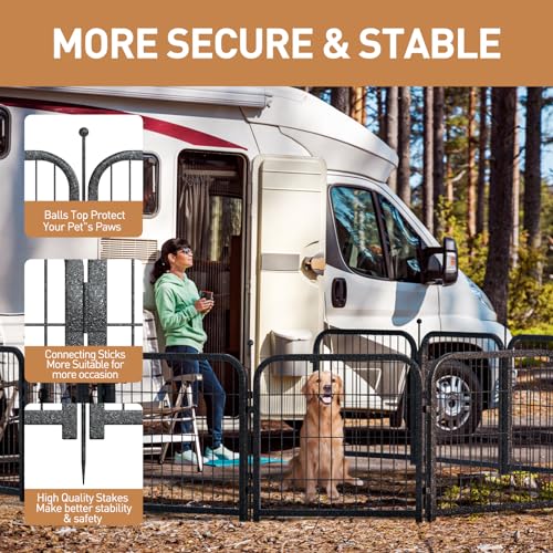 Metal Dog Playpen, 40" Inch Height 32 Panels, Large Dog Fence for Large/Medium/Small Dogs Indoor & Outdoor Bliss, Perfect Dog Pen for Camping, Yard and RV | Black-Silver - size: 40"High, style: 32 Panels