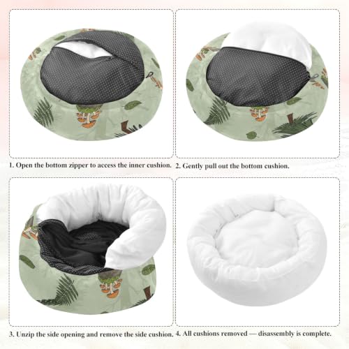 Calming Dog Bed for Small Dogs & Cats Plush Washable Donut Bed | Trees 13" Anti Anxiety Round Pet Bed with Raised Rim, Warm & Anti-Slip Cushion for Indoor Pets - size: 13 inch