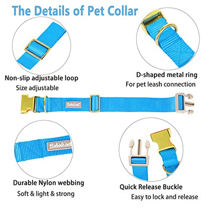 Nylon Dog Collar - Adjustable Blue Soft Webbing Dog Collars for Small Medium Large Dogs Boy Girl Puppy Collar with Safety Metal Buckle XS - color: Nylon-Blue, size: XS