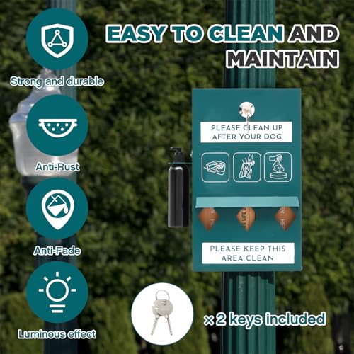 Abbylike 1 Set Outdoor Dog Bag Storage Dispenser with Bags and Hand Sanitizer Bottle Green Poop Station Wall Mounted Dog Waste Container for Pet Waste Wall Home Porch Lawn Yard Fence