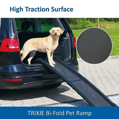 Trixie Folding Pet Ramp, Black | Folding Dog Ramp with High Traction Surface, Ideal for Cars and SUVs, Foldable, Easy to Store and Clean - color: Bi-fold Ramp