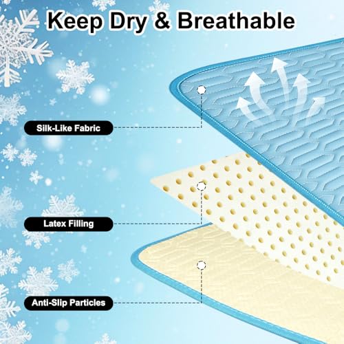Quimoy Dog Cooling Mat 28"x20",Waterproof Pet Cooling Pad | Dog Cooling Pad with Chill Cold Fiber(Q-Max>0.4), Non-Slip Washable Summer Coolings Mat for Small Dogs Cats - size: 28”x20”