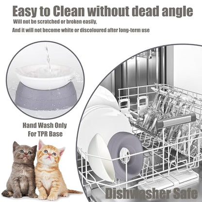 French Bulldog Food Bowl- Slanted Tilted Pug Food Water Bowl,Cat Bowl- Feeder for Frenchie/Shih Tzu/Flat Faced Small Dogs/Puppies/Cats (Grey, 4 Cup) - color: Grey, size: 4 Cup