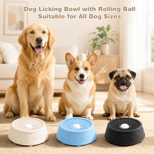 Dog Lick Bowl, Slow Feeder Dog Bowls for Liquid Treats, Food-Grade Silicone Anti-Slip Dog Licking Toy, Bone Broth and Yogurt Puzzle Feeder for Large Medium Puppy Pet & Cats Helps Protect the Stomach - color: Cream Beige
