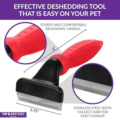 RYAN'S PET SUPPLIES Deshedding Tool, Red, Medium, Professional Dog Grooming Brush for Shedding, Pet Hair Remover, Fur Removal Brush for Medium and Long Pet Hair - size: Medium