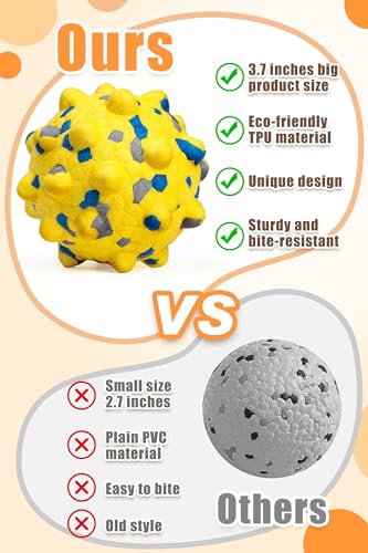 Moonorange 1.96'' Dog Balls for Dogs Aggressive Chewers Indestructible Tennis Durable Bouncy Interactive Dog Toy Balls for Fetch Game Floating Training(Yellow Small) - color: Yellow-Small