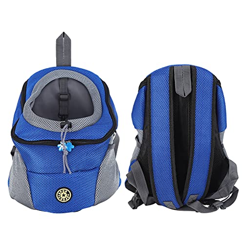 Pet Knapsack Backpack, Dog Carrying Bag with Ventilation Window, Spacious Oxford Cloth Pet Carrier for Small Dogs, Adjustable Padded Straps and Removable Cushion (Blue) - color: Blue