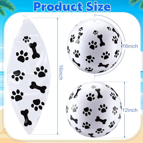 6 Pcs 12 Inch Inflatable Dog Paw Print Beach Balls for Kids Dog Pet Theme Birthday Party Favor Decorations Pool Toy PVC Beach Ball - style: Dog Paw