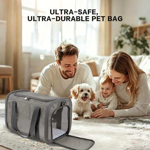 Cat Carrier, Soft-Sided Pet Carrier Bag, Breathable Mesh, Black (Grey, 17 * 11 * 11) - color: grey, size: 17.0"L x 11.0"W x 11.0"H