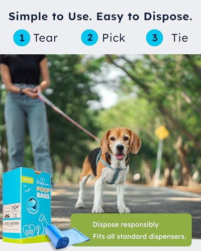 Wooflinen Home Compostable Dog Poop Bags – Leak-Proof Dog Poop Bags Rolls – Large 9x13”, Durable, Easy Tear – Made from Plant & PBAT Material – For Big & Small Dogs – 120 Bags (8 Rolls) - size: 120 Count (Pack of 1)