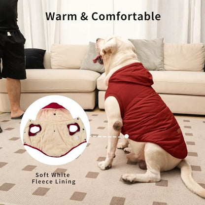 Vecomfy Fleece Lining Extra Warm Dog Hoodie in Winter,Small Dog Jacket Puppy Coats with Hooded,Red XS - color: Red, size: X-Small (Pack of 1)