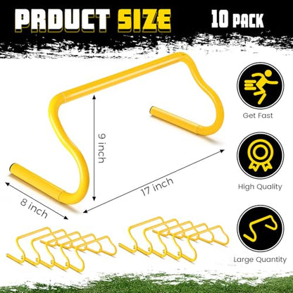 Wettarn 10 Pcs Speed Agility Training Hurdles Detachable Durable Hurdle Agility Plyometric and All Purpose Speed Training Equipment for Athletes Soccer Basketball - color: Yellow, size: 9 Inch