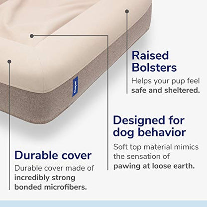 Casper Dog Bed, Plush Memory Foam, Large, Sand, 35.0"L x 45.0"W x 7.0"Th - color: Sand, size: Large