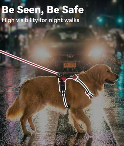 Joytale No Pull Dog Harness Medium Sized Dog, Reflective Pet Vest with Front Clip, Adjustable Soft Padded Harnesses with Easy Control Handle for Training and Walking, Red, M - color: Red, size: Medium