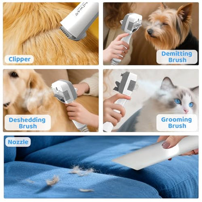 Dog Grooming Vacuum,Pet Grooming Vacuum with 2L Dust Cup & 13000Pa Suction, 6-in-1 Low Noise Pet Grooming Kit with Clipper & Steam Brush for Shedding, Professional Dog Vacuum for Dogs & Cats - color: Gray