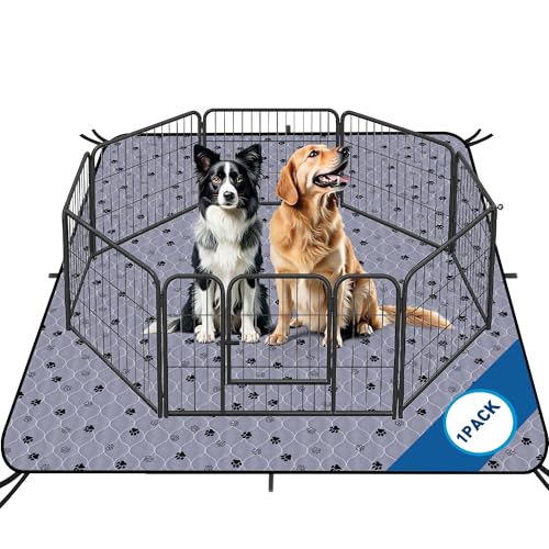 Fostanfly Washable Pee Pads for Dogs, 72"x72"-1 Pack Extra Large Reusable Potty Pads for Floor, Non-Slip Waterproof Pet Playpen Mat for Puppy/Senior Dog Whelping Incontinence - color: Gray, size: 72*72 Inch (Pack of 1)