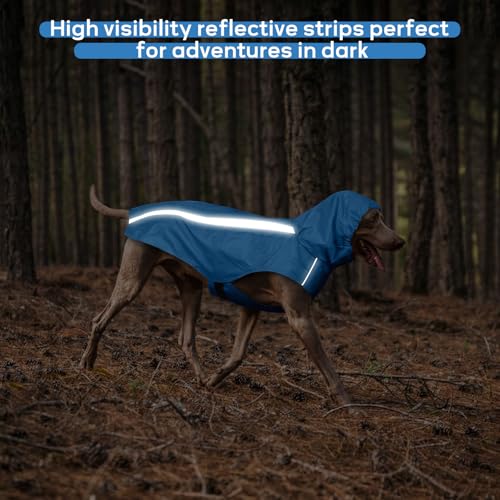 Dog Raincoat with Reflective Strip Hoodie, Waterproof Dog Raincoats, Adjustable Lightweight Hooded Poncho Dog Rain Jacket, Snowproof Windproof Clothes, Dog Raincoat for Large Dogs - color: Blue, size: XXL