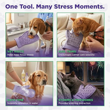 Lixy Pet LickMitt – Dual-Sided Calming & Grooming Mitt for Dogs and Cats – Human-Held Silicone Treat Mitt for Anxiety Relief, Bonding & Shedding – BPA-Free, Food-Grade, Easy Clean – Purple - color: Purple