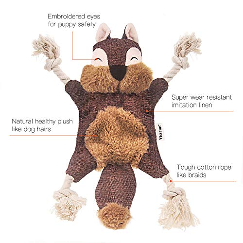 Vitscan Crinkle Dog Toy, No Stuffing Puppy Toys, Cotton Rope Limbs Stuffless Dog Toy with Squeaker, Plush Body Parts Squirrel Dog Squeaky Toys for Small Dog Chew Toys