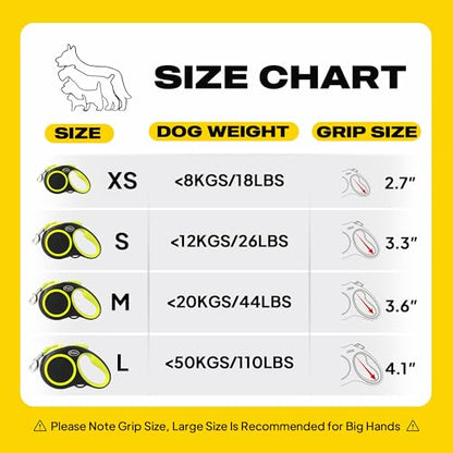 Fida Retractable Dog Leash, Reflective 16ft Heavy Duty Pet Walking Leash for Small/Medium Dog up to 26 lbs, Tangle Free. One-Hand Brake (Small, Neon Yellow) - color: Neon Yellow, size: Small