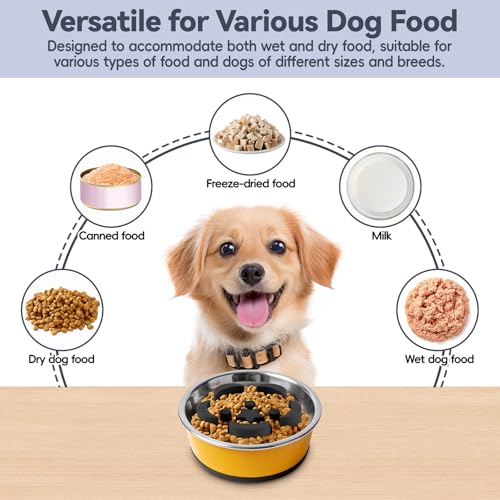 Slow Feeder Dog Bowls Insert, Soft Silicone Dog Slow Feeding Insert with 10 Upgraded Suction Cups, 3.5"×1.3" Compatible with Regular Dogs Bowls（Black） - color: Balck, size: 3.5"x1.3"