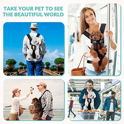 Lukovee Dog Backpack Carrier, Legs Out Easy-fit Dog Front Carrier for Small Medium Dogs, Adjustable Hands Free Dog Chest Carrier for Hiking Cycling (B,Medium) - color: Black