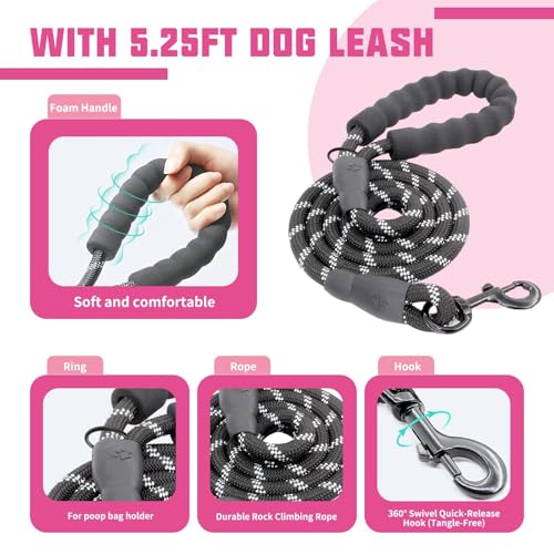 AUROTH Dog Harness and Leash Set, Soft Padded Service Dog Vest with 5.25FT Dog Leash, No Choke, Easy On Pet Vest, Adjustable Reflective No Pull Dog Harness for Large Dogs, Easy Walking and Training - color: Pink Camo, size: Large