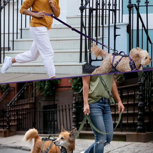 Heavy-Duty Tactical Dog Leash for Medium & Large Dogs, 6-in-1 Hands-Free Lead for Training, 4-7.5FT Adjustable Waist Belt for Walking (Midnight Purple) - color: Midnight Purple