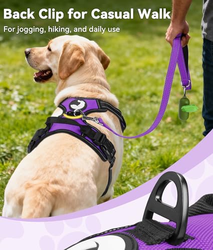Joytale No Pull Dog Harness Medium Sized Dog, Reflective Pet Vest with Front Clip, Adjustable Soft Padded Harnesses with Easy Control Handle for Training and Walking, Purple, M - color: Purple, size: Medium