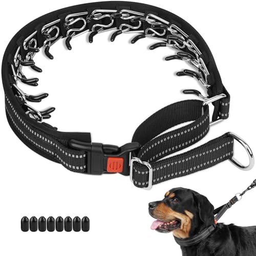 Crazy Felix No Pull Martingale Collar for Large Medium Small Dog Pitbull German Shepherd Doberman, Dog Collar Anti Pull with Buckle for Training Walking (Black, M/L-Neck 15-17", 1" Wide) - size: M/L-Neck 15-17", 1" Wide