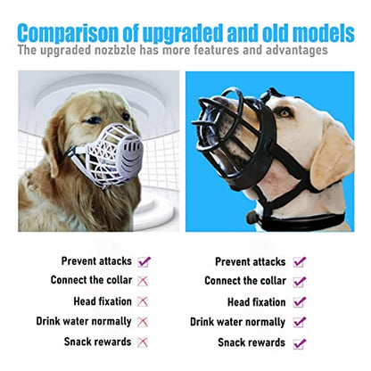 Dog Muzzle Breathable Basket Muzzles for Large and X-Large Dogs, Stop Biting, Barking and Chewing, Best for Aggressive Dogs Black Brown (Black Rubber, XL) - size: XL