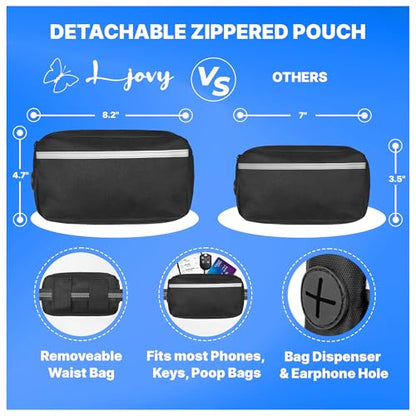 Hands Free Dog Leash with Waist Belt & Large Zipper Pouch, Waist Leash for Dog Walking, Running & Hiking, Reflective Stitching & Dual Padded Handles, Ideal for Medium to Large Dogs (Black Pink) - color: black pink