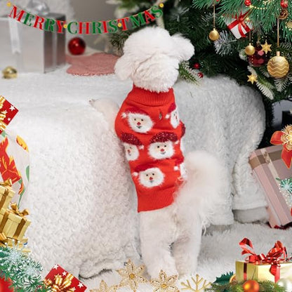LUBOT NEW Ugly Christmas Sweaters for Puppy Cute Funny Wintertime and Holiday Parties Knitted Pullover Sweater Santa Small Dog Red Small - color: Red, size: Small