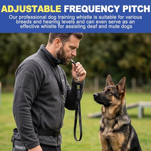 2 Pack Ultrasonic Dog Whistle to Stop Barking & Call Your Dog, Adjustable Silent Frequency for Training, Recall & Deaf Aid, Deterrent for Neighbors Dog, Stainless Steel with Lanyard