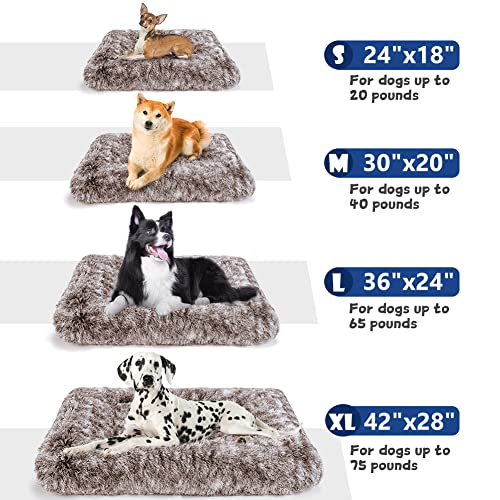 Dog Crate Pad for Large Dogs, 36 inch, Deluxe Plush Anti-Slip Pet Bed, Fully Kennel Pad - color: Brown, size: Large 36"x24"