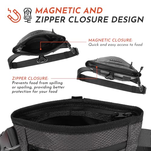 Dog Treat Pouch with Training Clicker, Treat Bag Fanny Pack with Magnetic and Zipper Closure Waterproof and Durable Treat Pouches for Pet Training Walking (Gray) - color: Gray