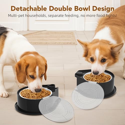 Newget Stainless Steel Dog Bowl Set with Lids, 304 Metal Dual Food & Water Bowls for Dogs & Cats, Foldable Pet Feeder with Cover Keeps Food Fresh, Anti-Skid Dog Dish for Small/Medium/Large Pets - color: Black