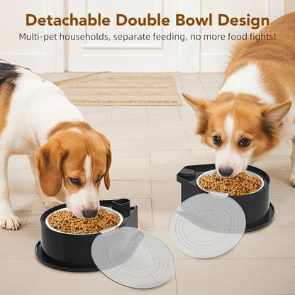 Newget Stainless Steel Dog Bowl Set with Lids, 304 Metal Dual Food & Water Bowls for Dogs & Cats, Foldable Pet Feeder with Cover Keeps Food Fresh, Anti-Skid Dog Dish for Small/Medium/Large Pets - color: Black